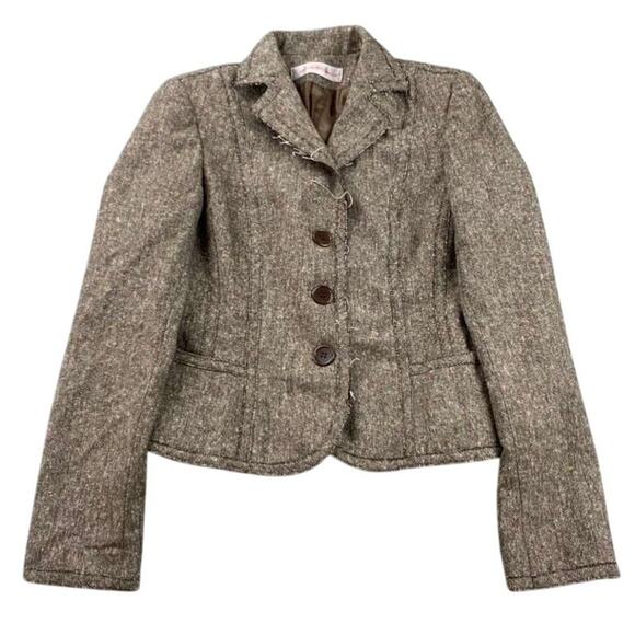 CAROLINA WILLIAMSON Jackets & Blazers - Carolina Williamson Blazer Women 2 Brown Wool Blend Three Button Front USA‎ Made